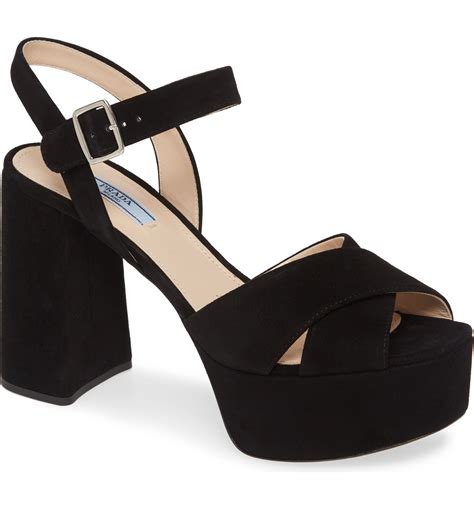 prada platform sandals 37 used|prada double buckle suede sandals.